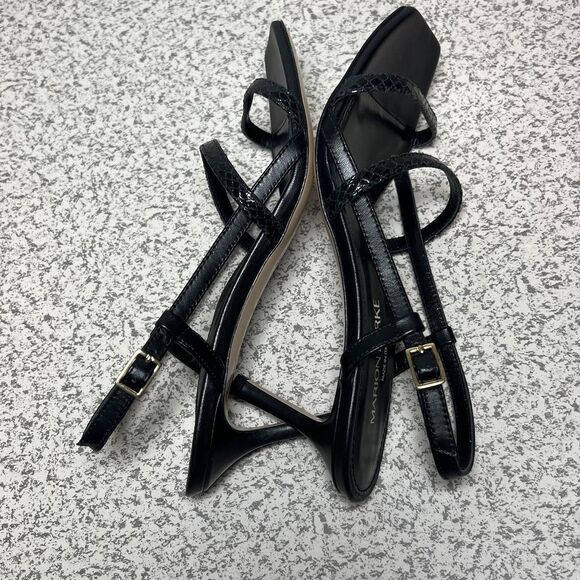 MARION PARKE Mitzi 70 Black Nappa Python Sandal Double Strap Slingback Sz 36/5.5 - Picture 6 of 11